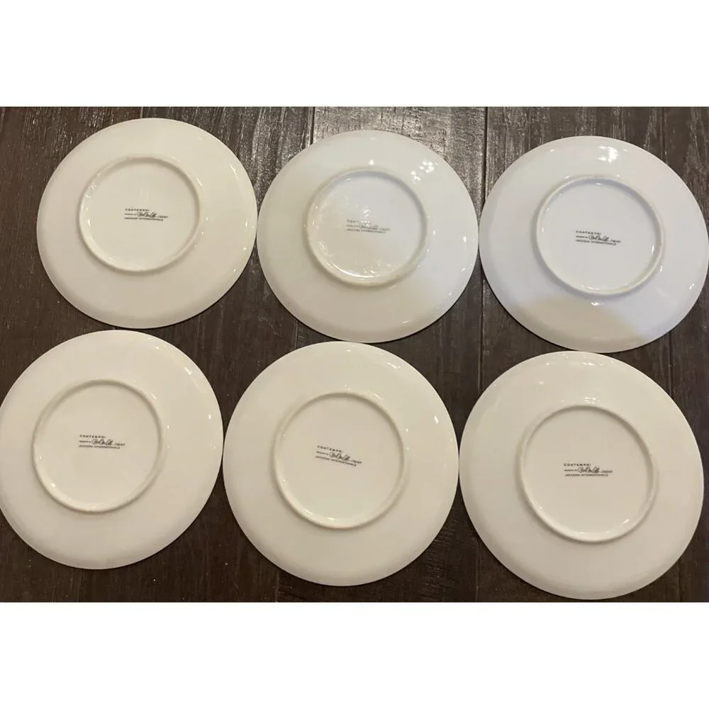 Paul McCobb San‎ Remo Contempri Bread Butter Plates Blue Leaves MCM Set Of 6